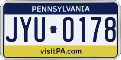 PA license plate JYU0178