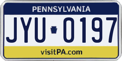 PA license plate JYU0197