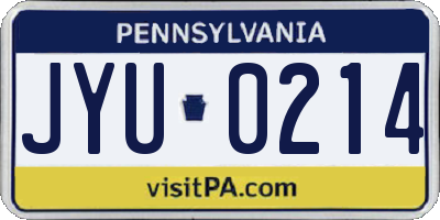 PA license plate JYU0214
