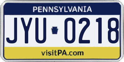 PA license plate JYU0218