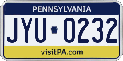 PA license plate JYU0232