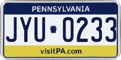 PA license plate JYU0233