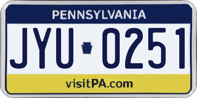 PA license plate JYU0251