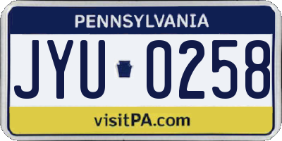 PA license plate JYU0258