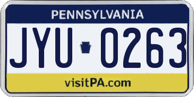 PA license plate JYU0263