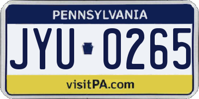 PA license plate JYU0265