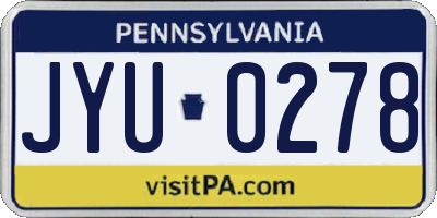 PA license plate JYU0278