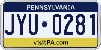PA license plate JYU0281