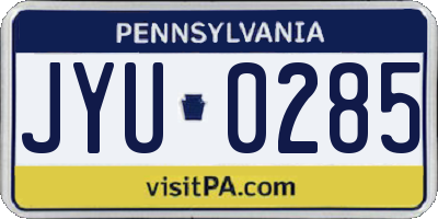 PA license plate JYU0285