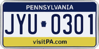 PA license plate JYU0301
