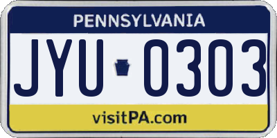 PA license plate JYU0303