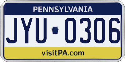 PA license plate JYU0306
