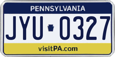 PA license plate JYU0327