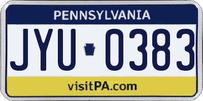 PA license plate JYU0383