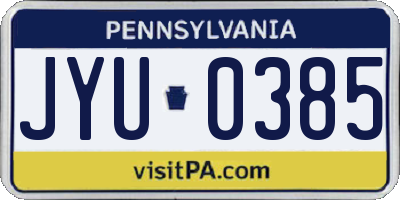 PA license plate JYU0385