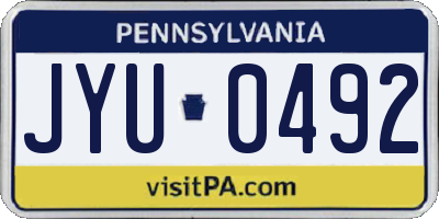 PA license plate JYU0492