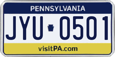 PA license plate JYU0501