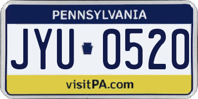 PA license plate JYU0520