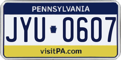 PA license plate JYU0607