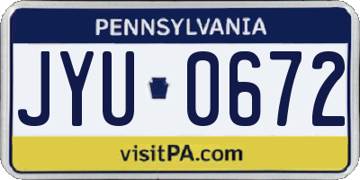 PA license plate JYU0672