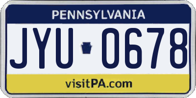 PA license plate JYU0678
