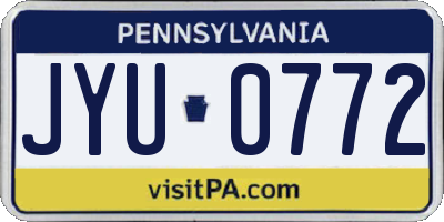PA license plate JYU0772