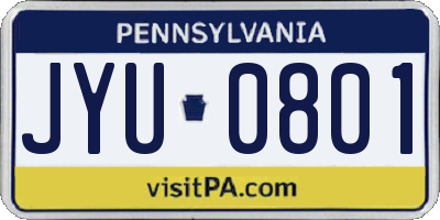 PA license plate JYU0801