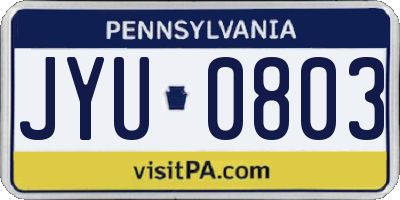 PA license plate JYU0803
