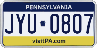 PA license plate JYU0807