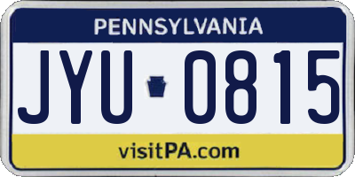 PA license plate JYU0815