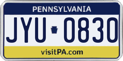PA license plate JYU0830