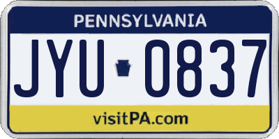 PA license plate JYU0837
