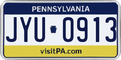 PA license plate JYU0913