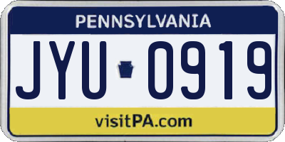 PA license plate JYU0919