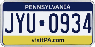PA license plate JYU0934