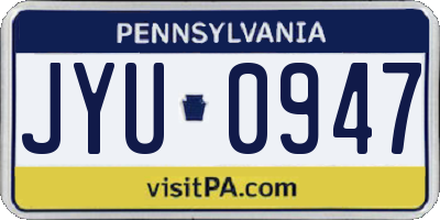 PA license plate JYU0947