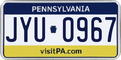 PA license plate JYU0967
