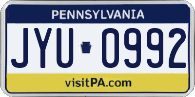 PA license plate JYU0992