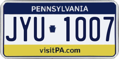 PA license plate JYU1007