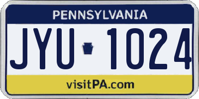 PA license plate JYU1024