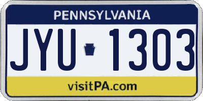 PA license plate JYU1303