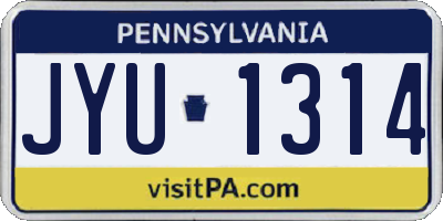 PA license plate JYU1314