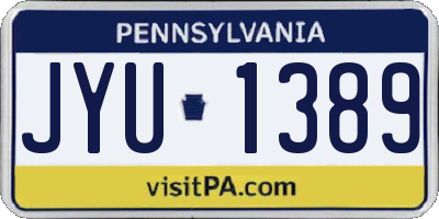 PA license plate JYU1389