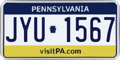 PA license plate JYU1567