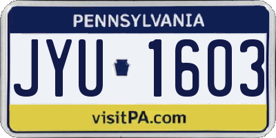 PA license plate JYU1603