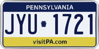 PA license plate JYU1721