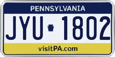 PA license plate JYU1802
