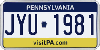 PA license plate JYU1981