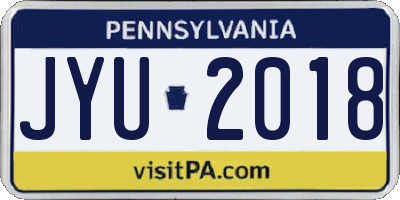 PA license plate JYU2018