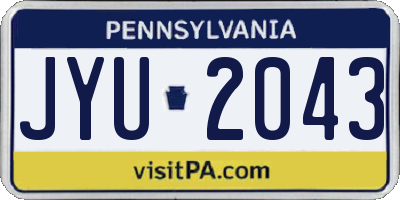 PA license plate JYU2043